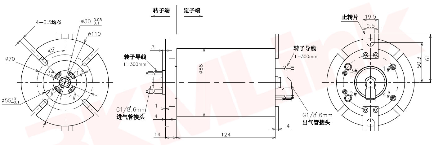 3KM-T000-8010-21S-2G-01A空心軸氣體導(dǎo)電滑環(huán)尺寸圖